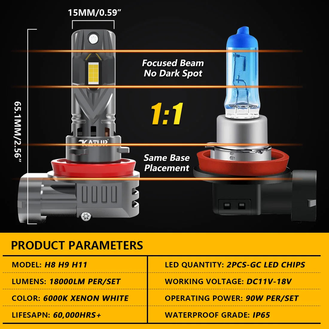 2x H8 H9 H11 H16 Led Car Light Headlight New 100W 20000LM LE