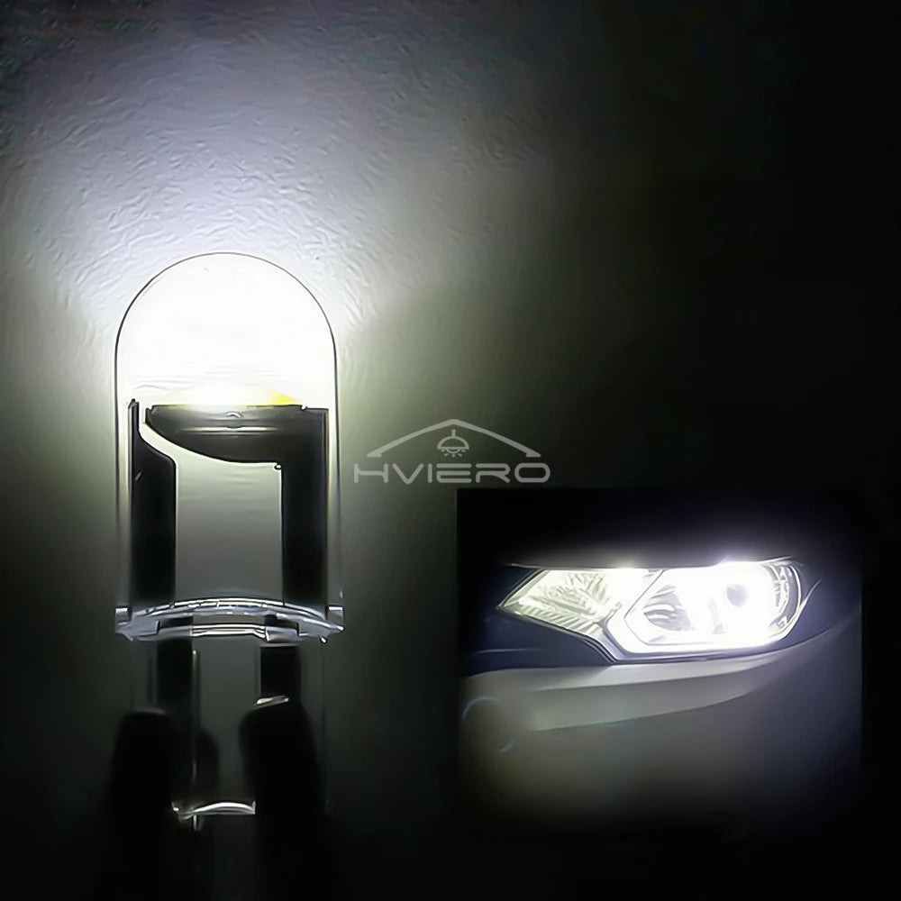 10Pcs Glass Wedge License Plate Lamp Cob LED Car Bulbs T10 W