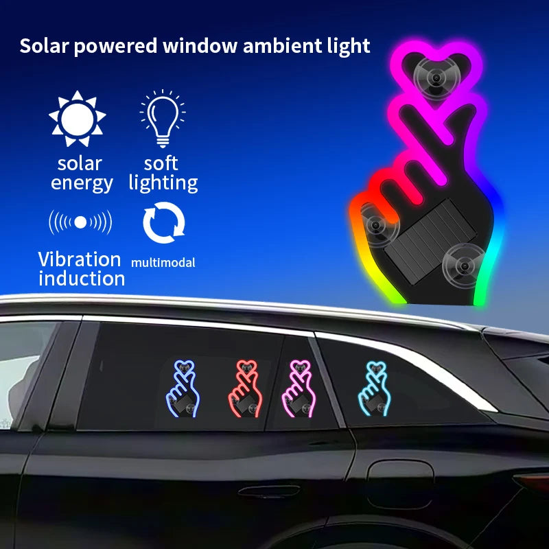 Solar Power Led Finger Heart Shaped Led Ambient Light Suctio