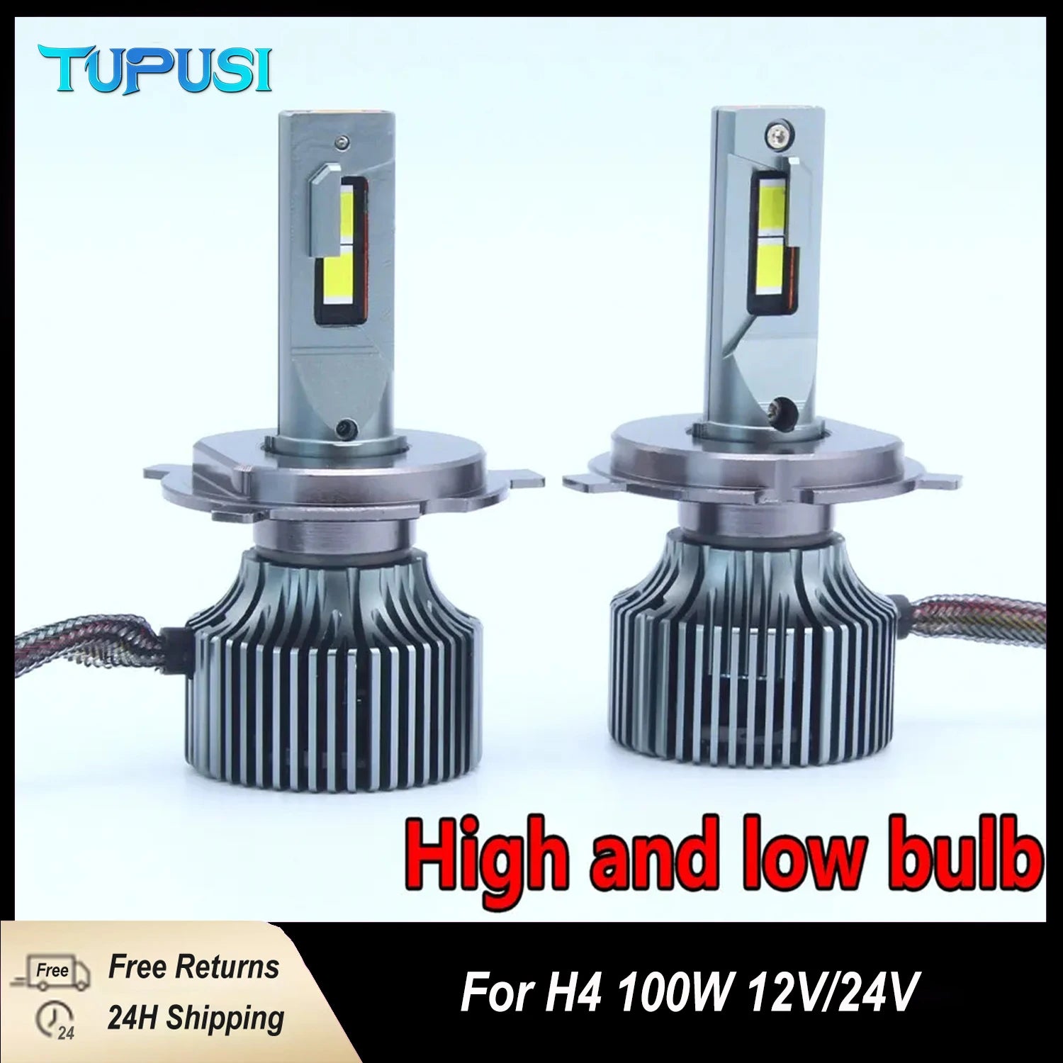 Headlight Bulbs Powerful 20000LM Replaceable Kit Xeon LED Plug&Play 12V H4 Car Headlight Bulb ﻿