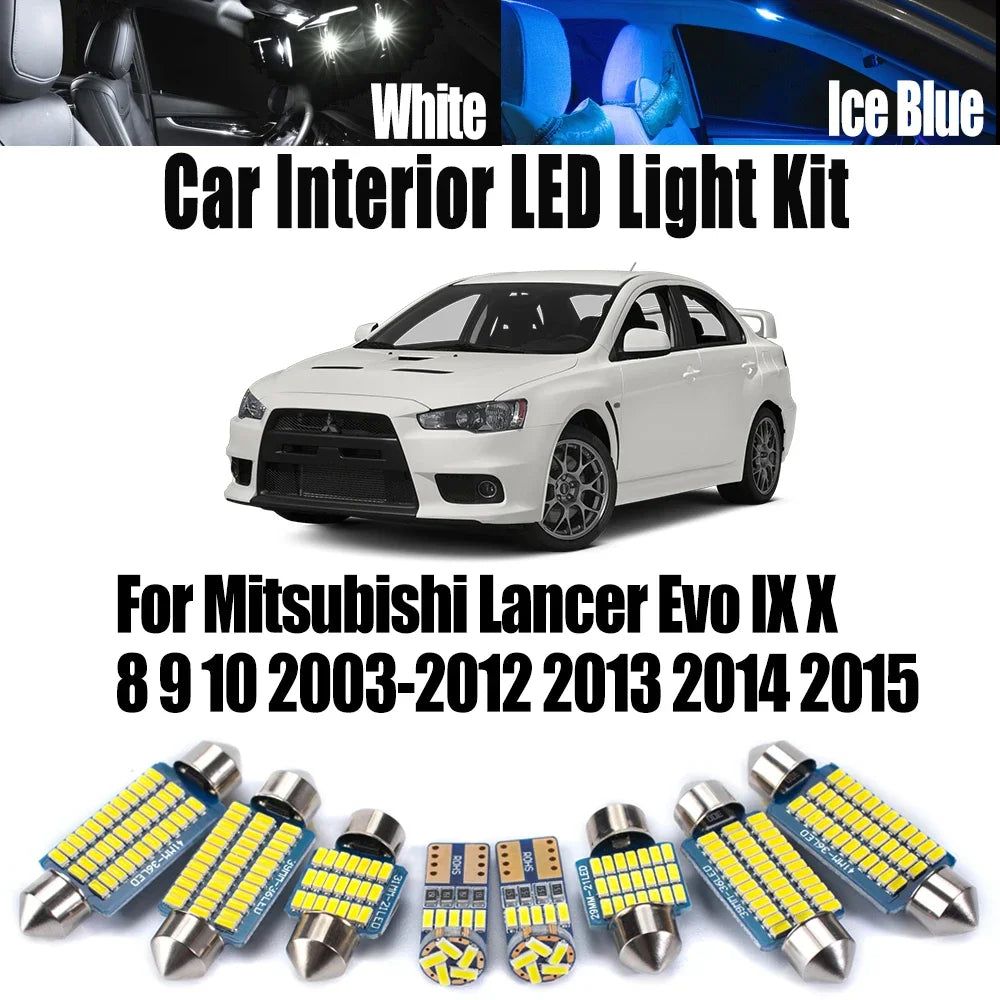 8Pcs Canbus Vehicle LED Interior Map Dome Light Kit For Mits