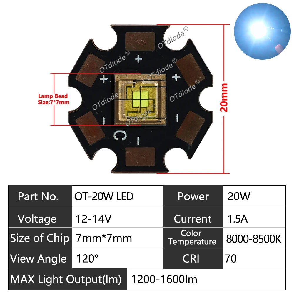 LED Module 20W 30W 40W 50W 60W High Power Stage Light 3V 5V 12V 14V Cold White High Luminous For Moving Head DJ Lamp Projector
