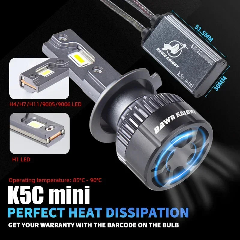DAWNKNIGHT K5C MINI H7 H11 5000K Led headlight Bulb H11 H1 H