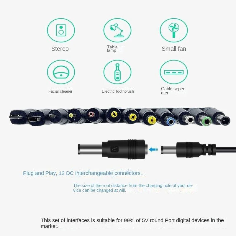 12 in 1 USB 5V to DC Power Cable Universal USB to DC Jack Ch