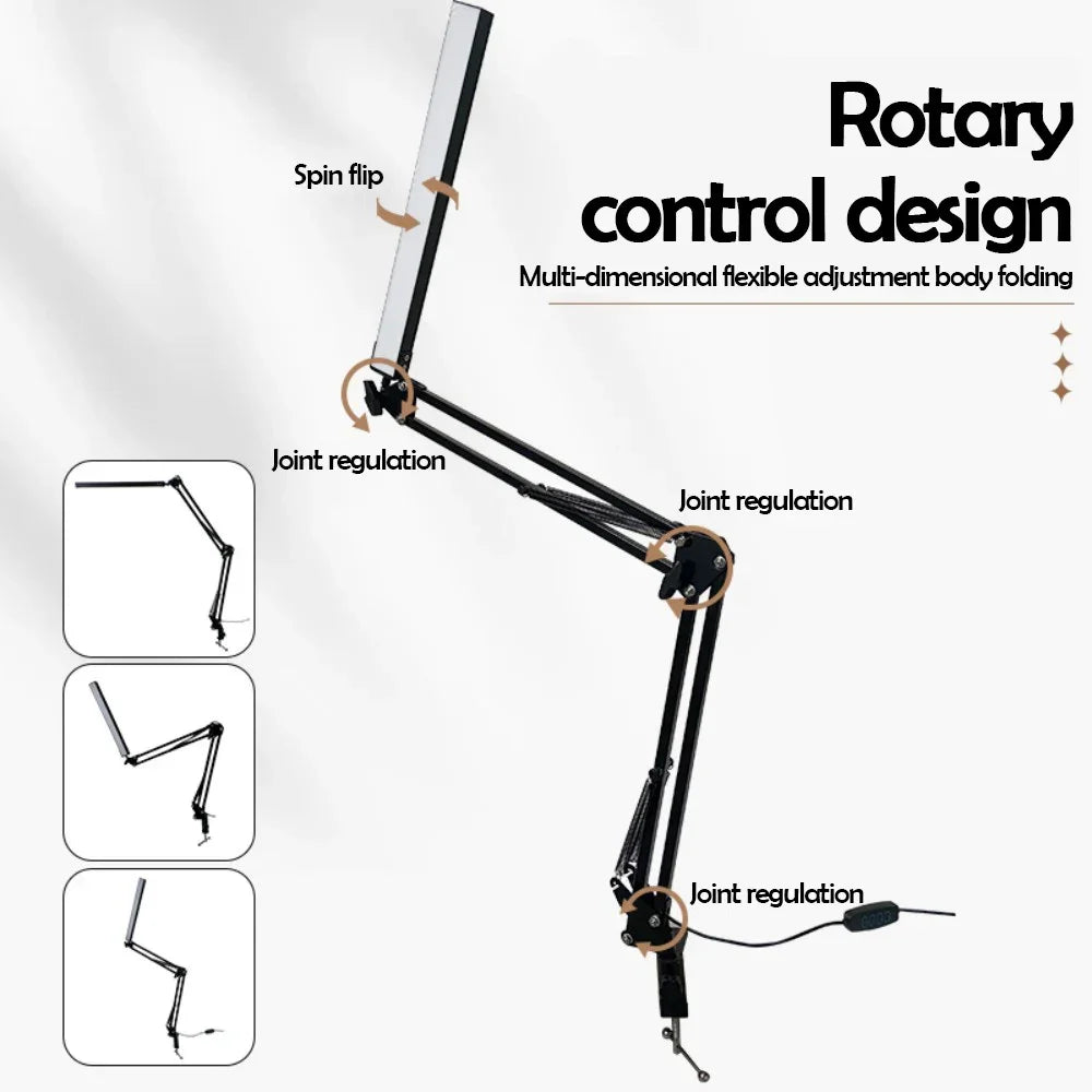 Eye-Caring LED Folding Metal Desk Lamp Adjustable Brightness