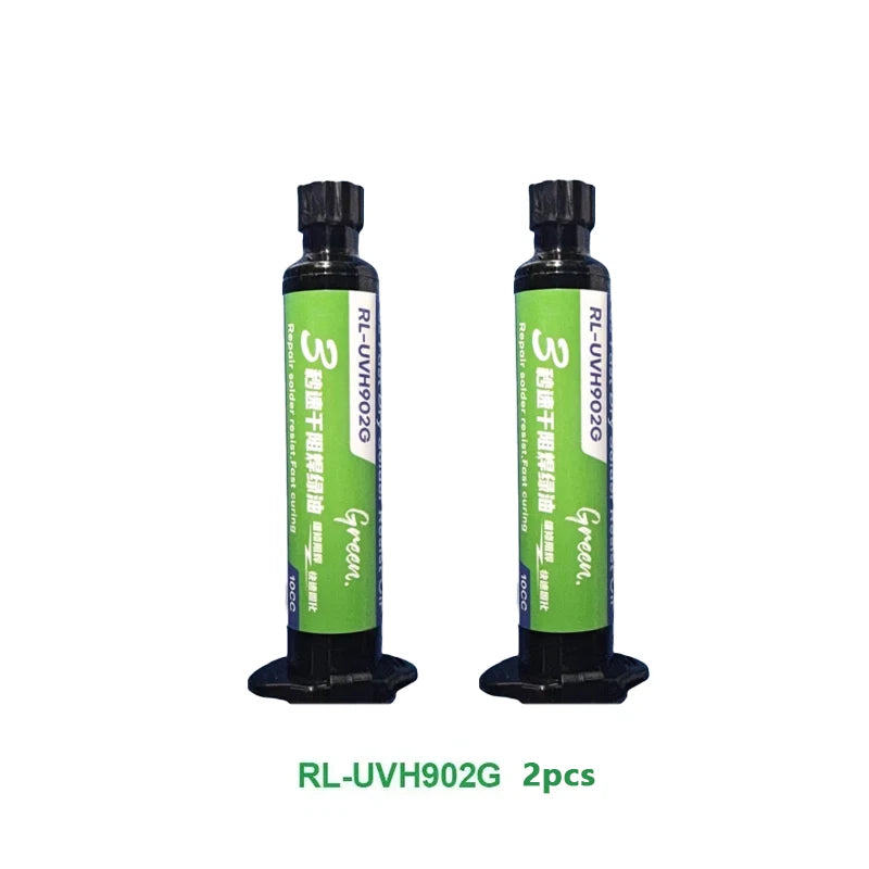 2PCS RELIFE RL-UVH902 10ML UV Solder Mask Ink 3S Quick-dry + RL-014 UV Curing Light for Mobile Phone Repair Jumping Wire