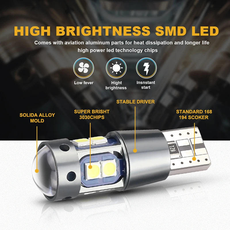 NLpearl 2Pcs W5W T10 LED CANBUS No Error 194 LED Signal Ligh
