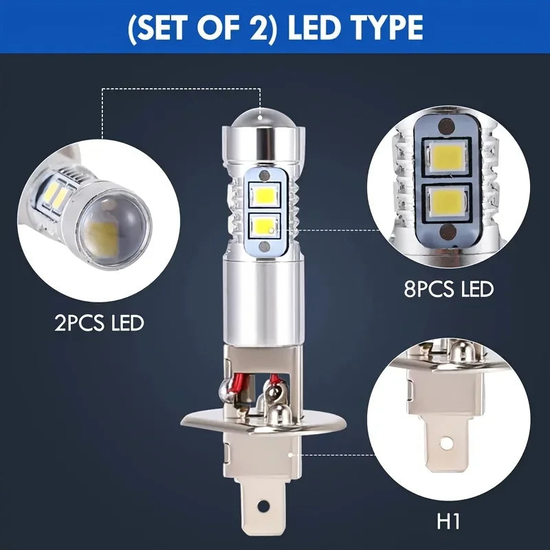 4/2Pcs H1 Super White LED Headlight Bulbs Kit High Low Beam 