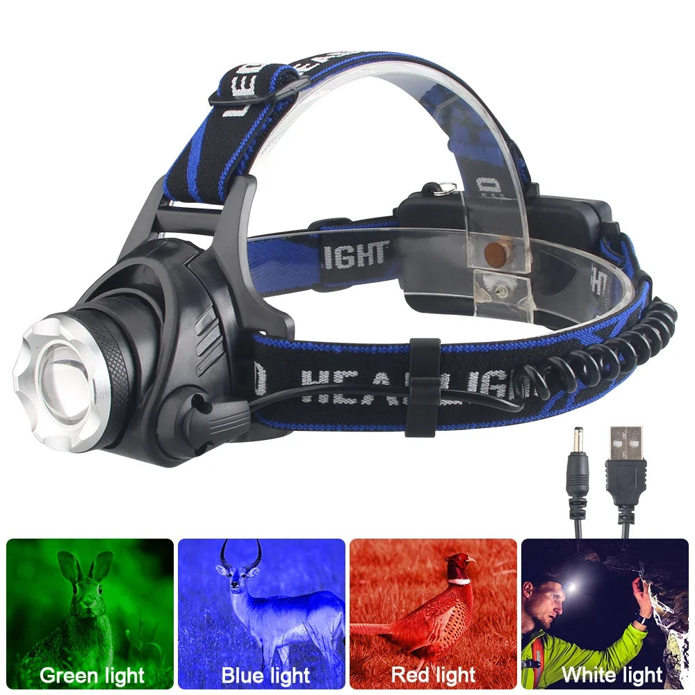 LED four light source telescopic focus Headlamp Waterproof H