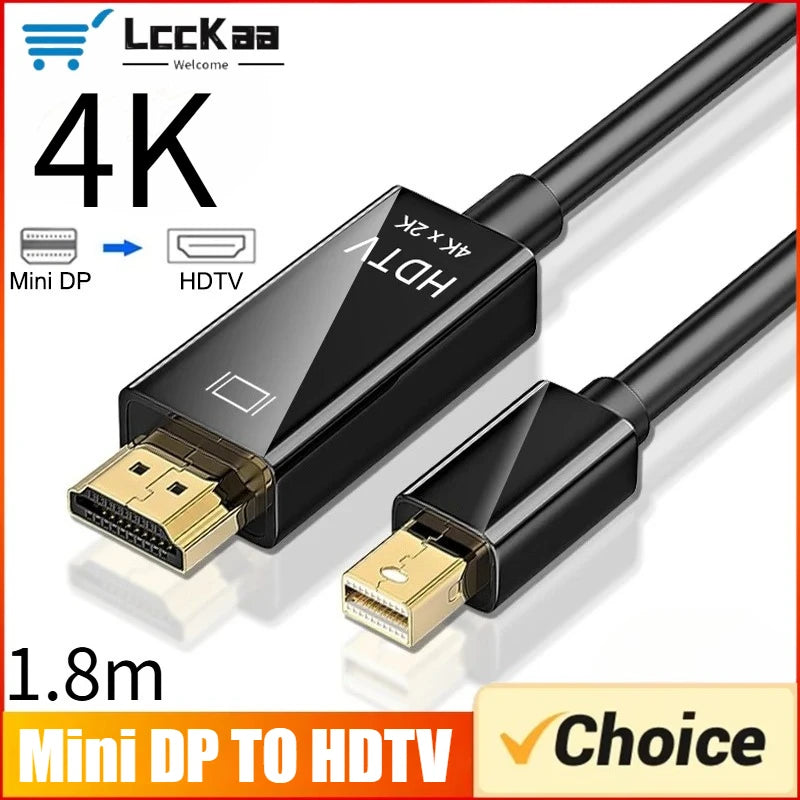 4K Mini DisplayPort To HDMI-compatible 1.8M DP to HDTV Cable