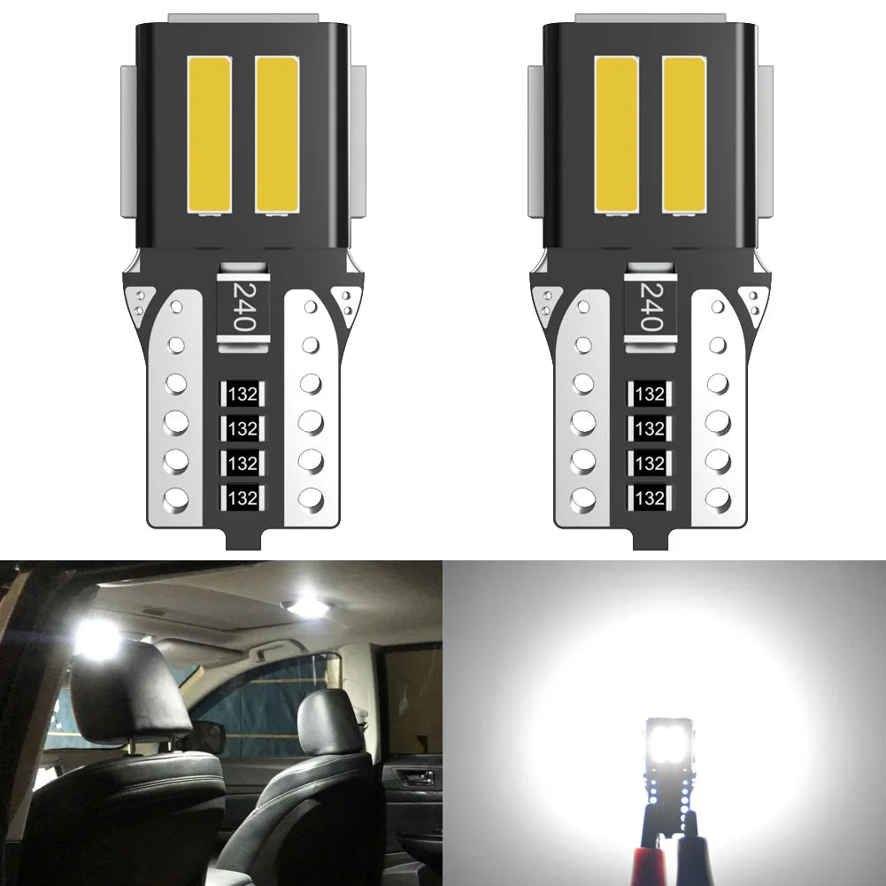 2Pcs W5W LED T10 Car Light LED Canbus No Error Automobiles Interior License Plate Lamp Car Reading DRL Bulb 6000K White Orange