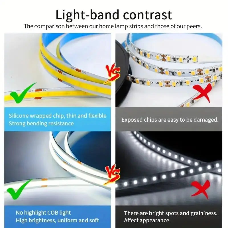 COB Lights LED Strip Touch Dimmer Flexible Diode Tape 5V USB