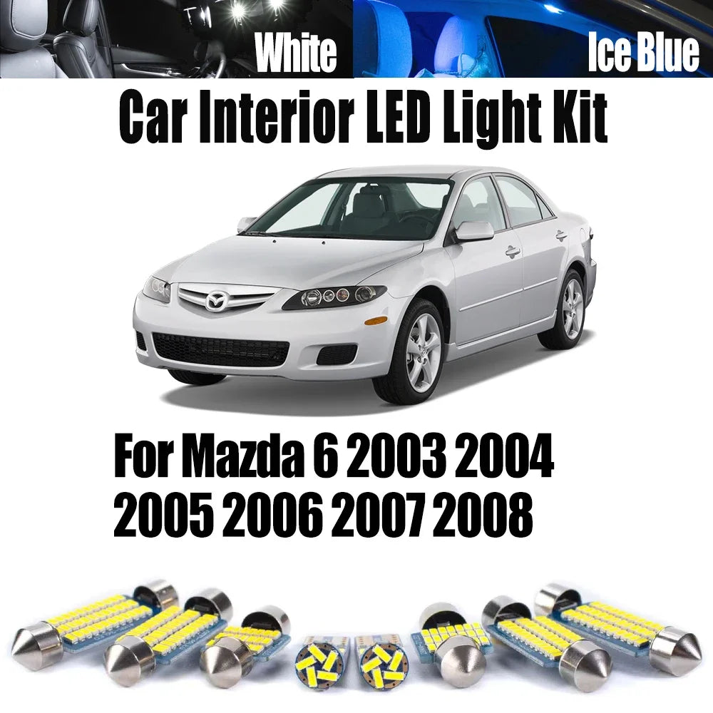 12-Piece LED Interior Light Kit for Mazda 2003-2005 - Canbus Error-Free Interior Bulbs