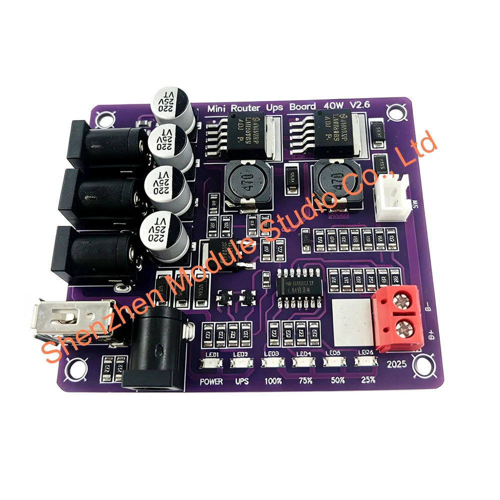 40W Battery Charging Board 4-Port Mini Router UPS Board 11.1