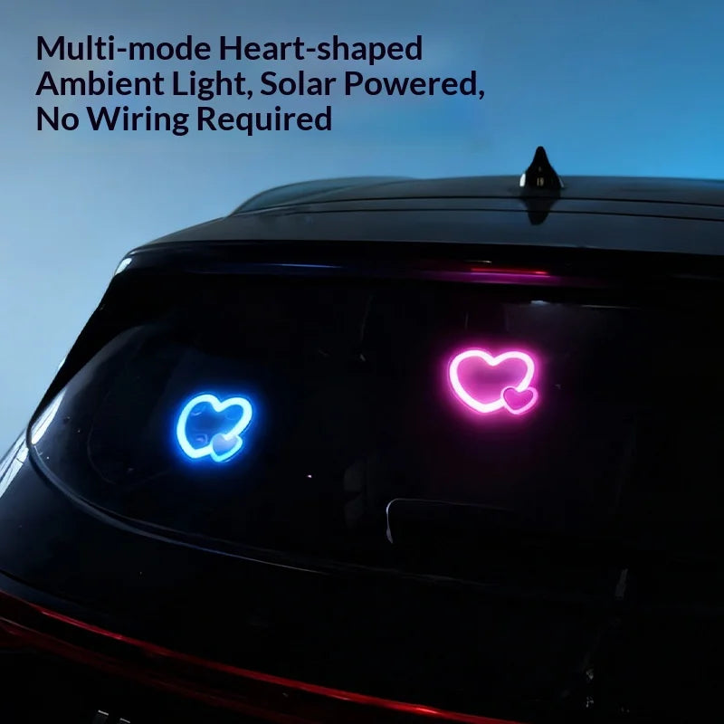 Solar Powered Car Neon Light Wireless Cute Heart Shaped Led 