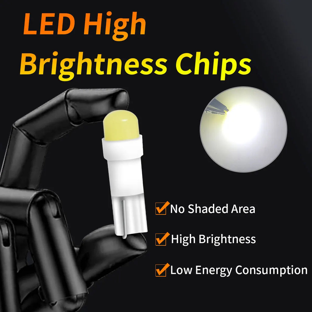 10PCS T5 LED Lights W1.2W W3W LED Car Interior Light Auto Si