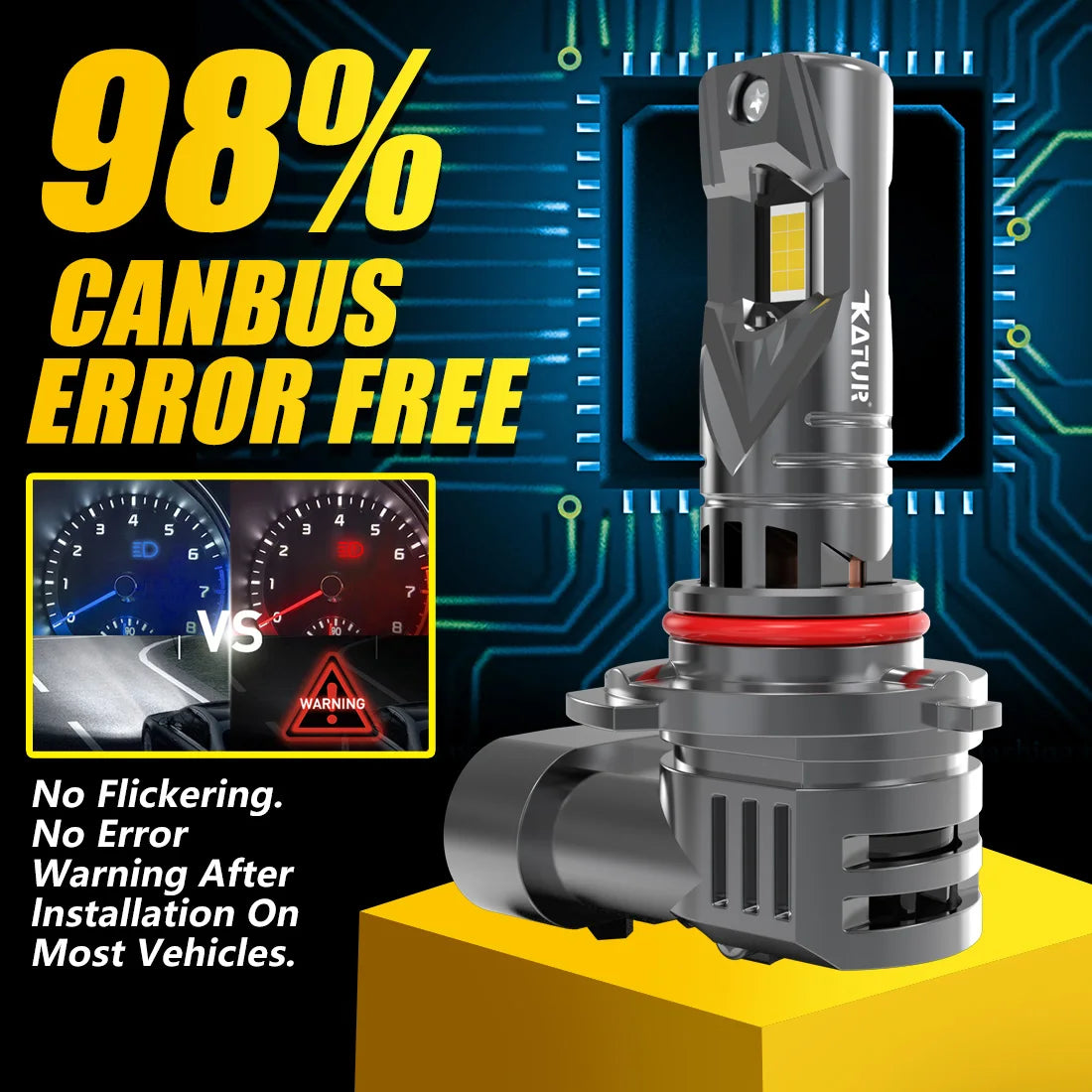 Katur 2x 9005 HB3 Led Car Headlight 100W Bulb Xenon 6000K 20
