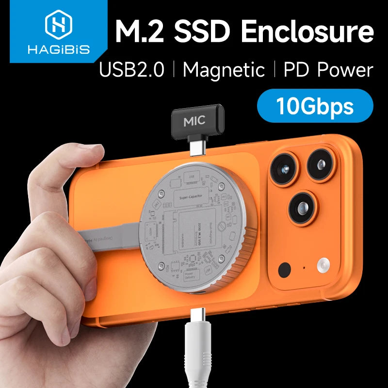 Hagibis Magnetic M.2 2230 NVMe SSD Enclosure SSD Case USB C 
