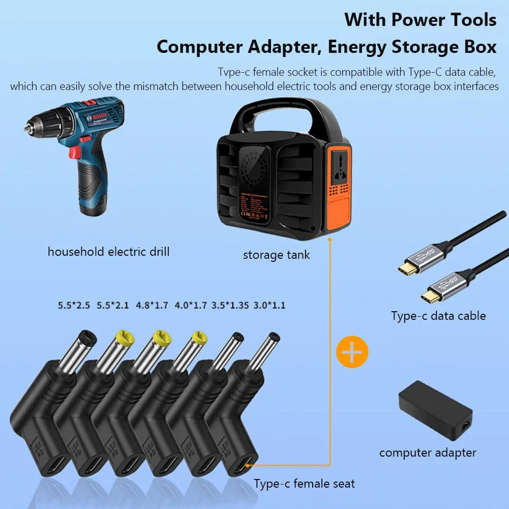 12V Power Connector Multifunctional Type C To DC Jack Plug C