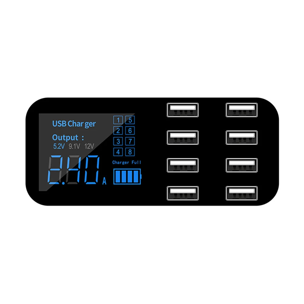 8 Ports USB Car Charger Fast Charging Phone Charger Multi USB Socket Car Lighter Charging Station Hub with LED Display