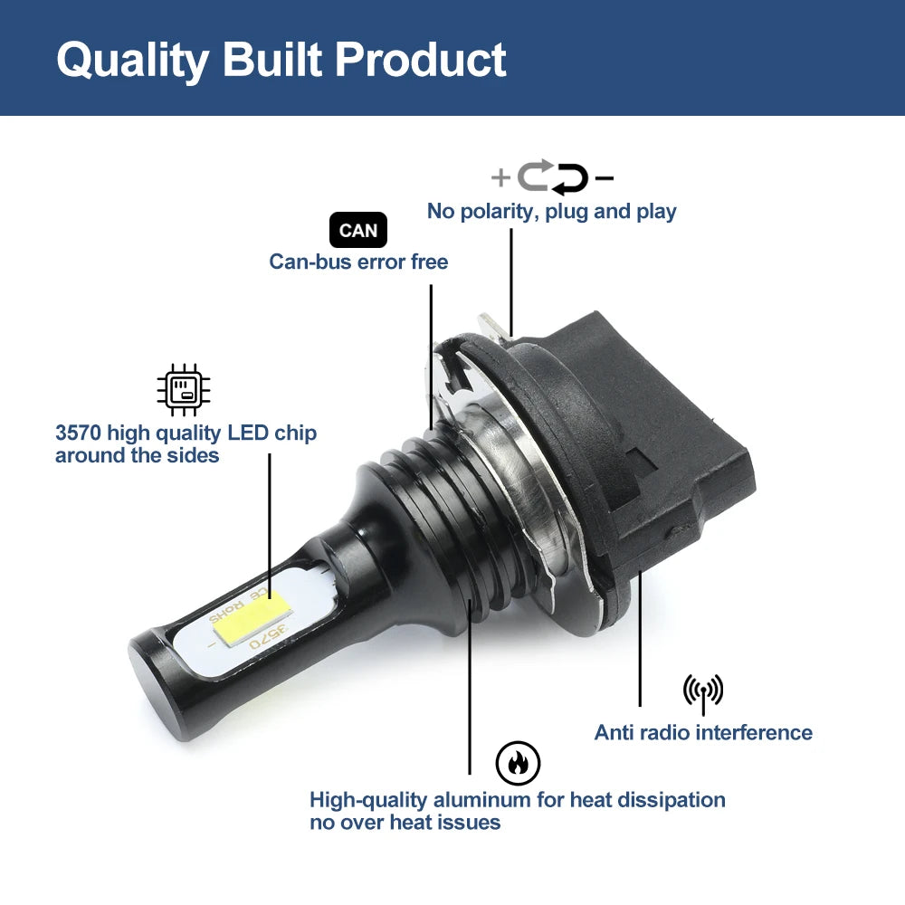2Pcs H15 LED H11B H8B H9B Headlight Bulbs CANBUS 6500K Yello