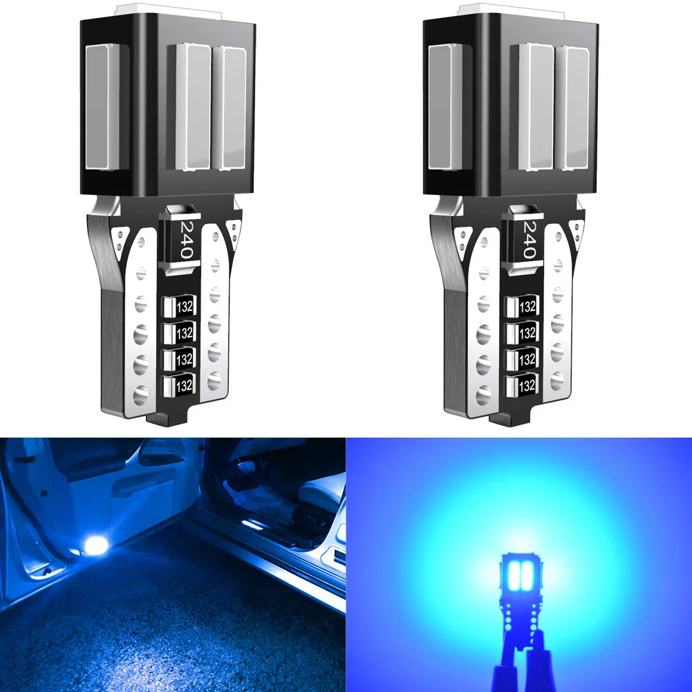 2Pcs W5W LED T10 Car Light LED Canbus No Error Automobiles Interior License Plate Lamp Car Reading DRL Bulb 6000K White Orange