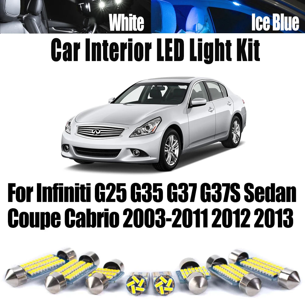 Canbus LED Interior Map Dome Light Kit For Infiniti G25 G35 G37 G37S Sedan Coupe Cabrio 2003- 2011 for