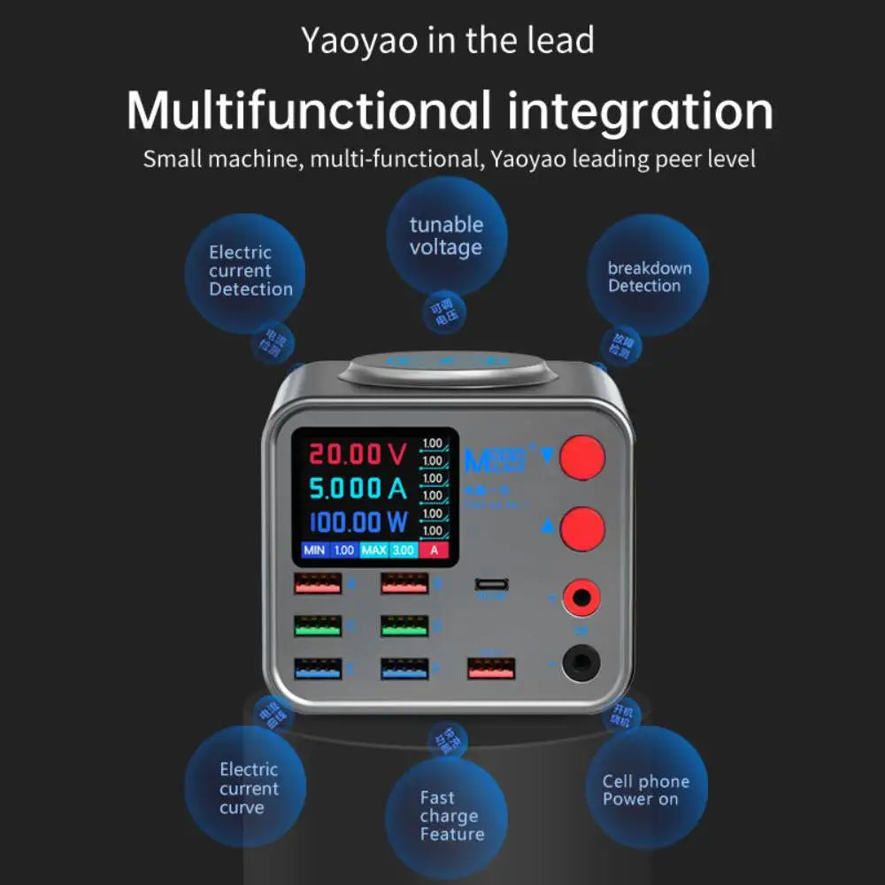 DianBa No. 1 PD 8-Port LCD Multi-Function Fast Charger Wirel