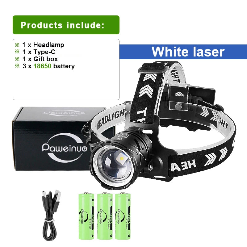 2024 XHP360 Super Powerful LED Headlamp 36 Core 18650 USB Rechargeable Headlight High Power Camping Fishing Waterproof Head Lamp