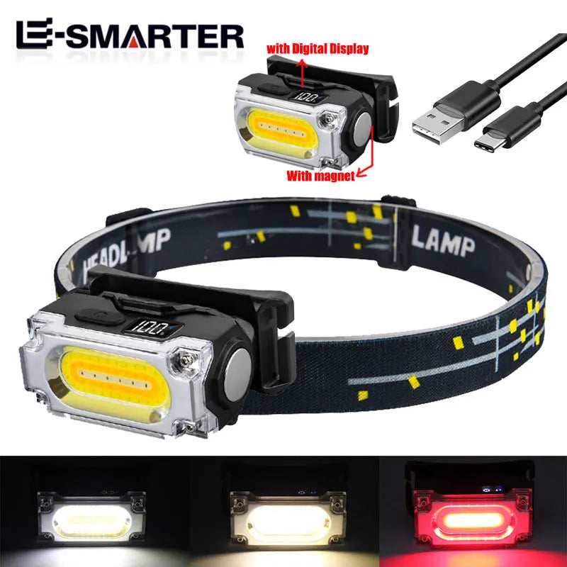 Super Bright Magnetic Headlamp 3 Light Source Hat Clip Lamp 