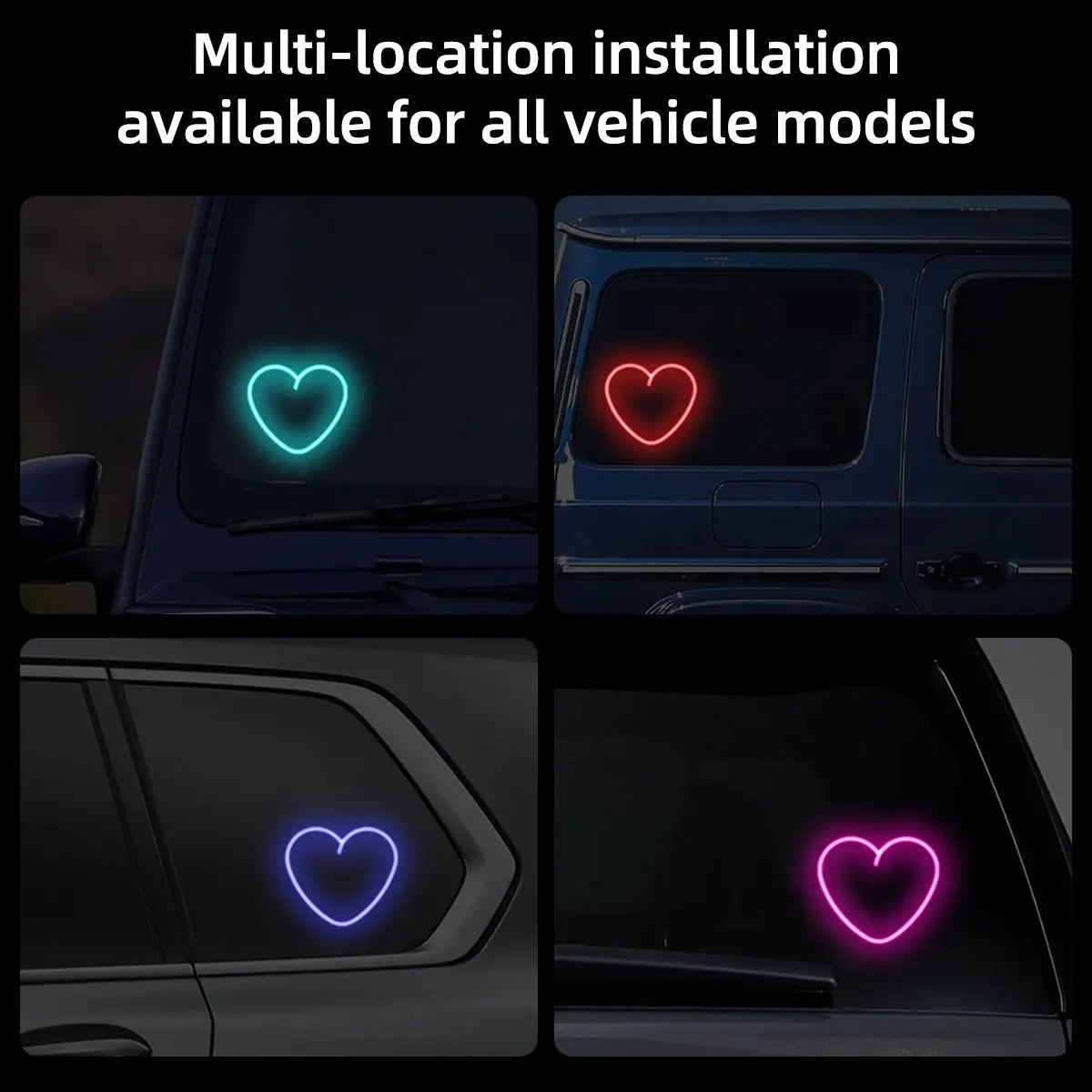 Solar Powered USB RGB Heart-shaped Dynamic Gradient LED Car 