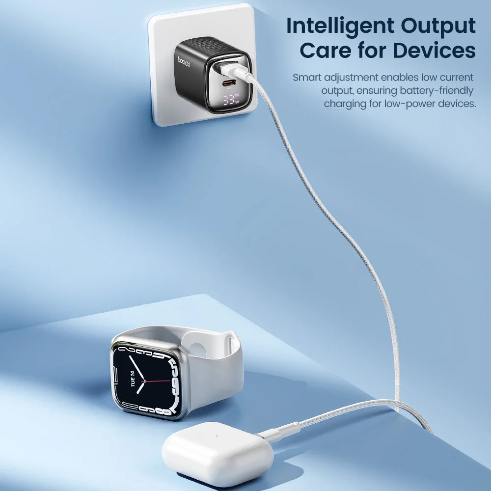 Toocki 33W GaN USB C Charger Digital Display PD Fast Chargin