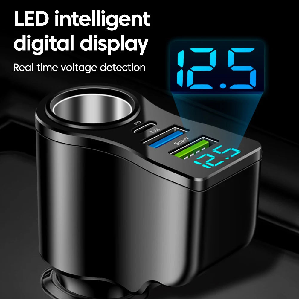 4 in 1 66W Car Charger Fast Charging Socket Splitter Dual US