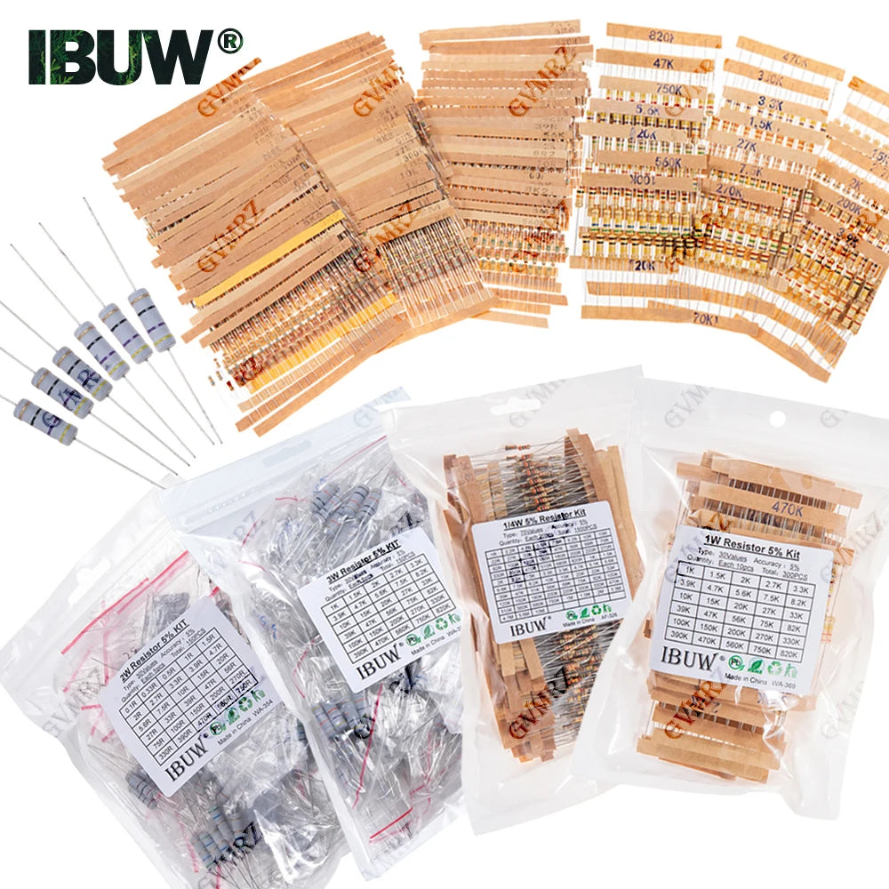 1/2W 1W 2W 3W Resistance 5% Carbon Film Resistor Assortment 
