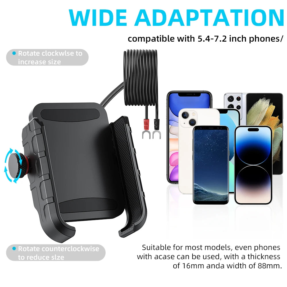 Motorcycle Phone Mount with Charger USB C 20W Fast Charging 