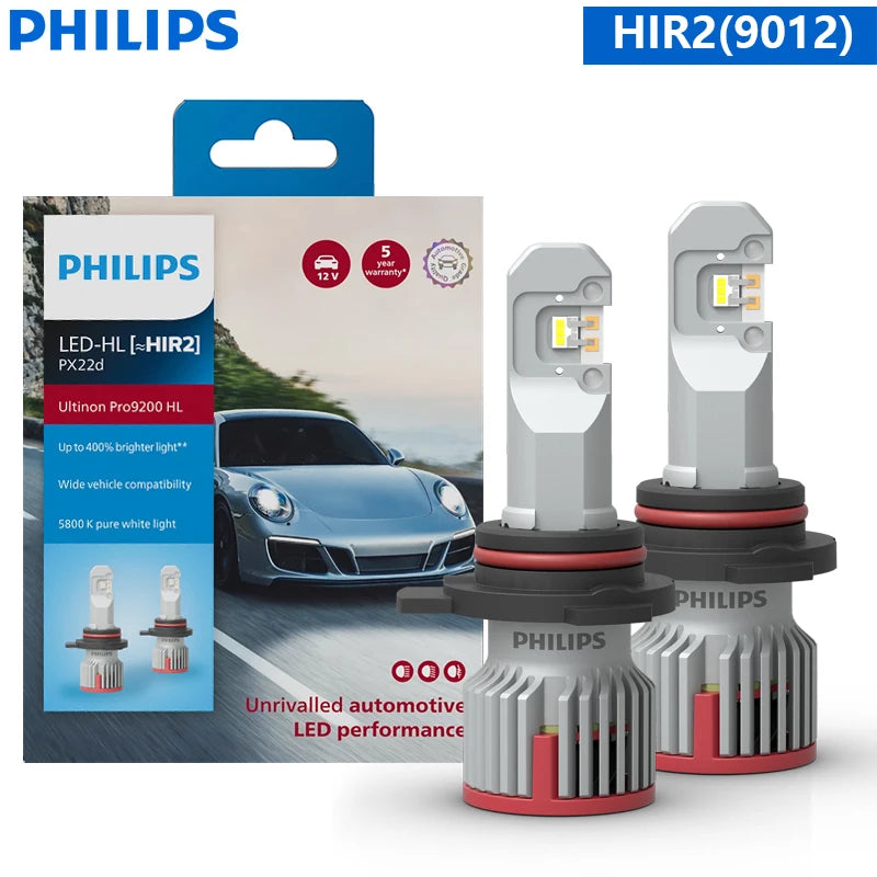 Philips Pro9200 LED H4 H7 H9 H11 HB3 HB4 HIR2 Car Head Light 12/24V Bulbs +400% Bright 5800K Power White Upgrade High Low Beam