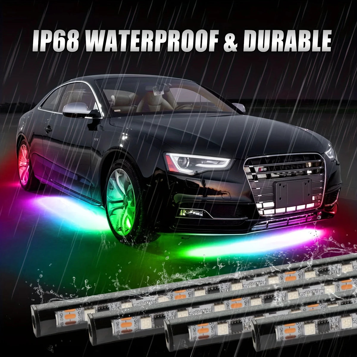 RGB Flexible Car Underglow Light Strip 12V LED Underbody Amb