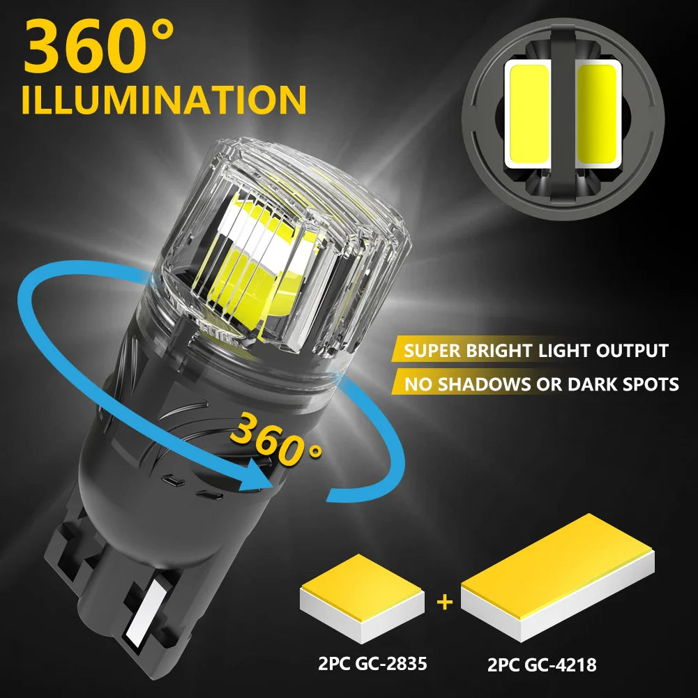 2Pcs Canbus T10 LED W5W LED Bulb No Error Car Interior Trunk