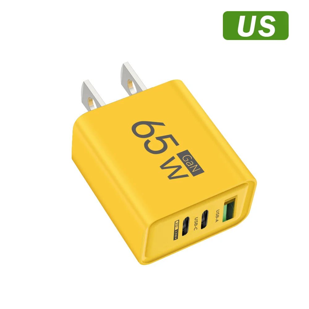 65W USB Type C Charger PD Fast Charging Mobile Phone Quick Charge Charger For iPhone Xiaomi Samsung Huawei Travel Power Adapter
