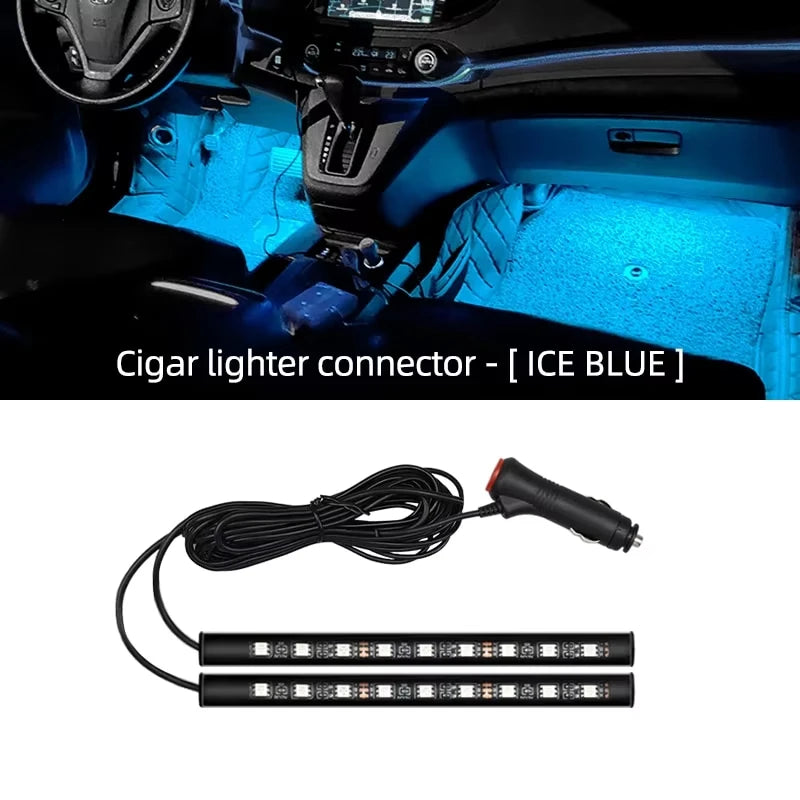 2 in 1 LED Car Neon Light Foot Light LED Interior Decoration Backlight Cigarette Lighter USB Atmosphere Lamp Vehicle Accessories