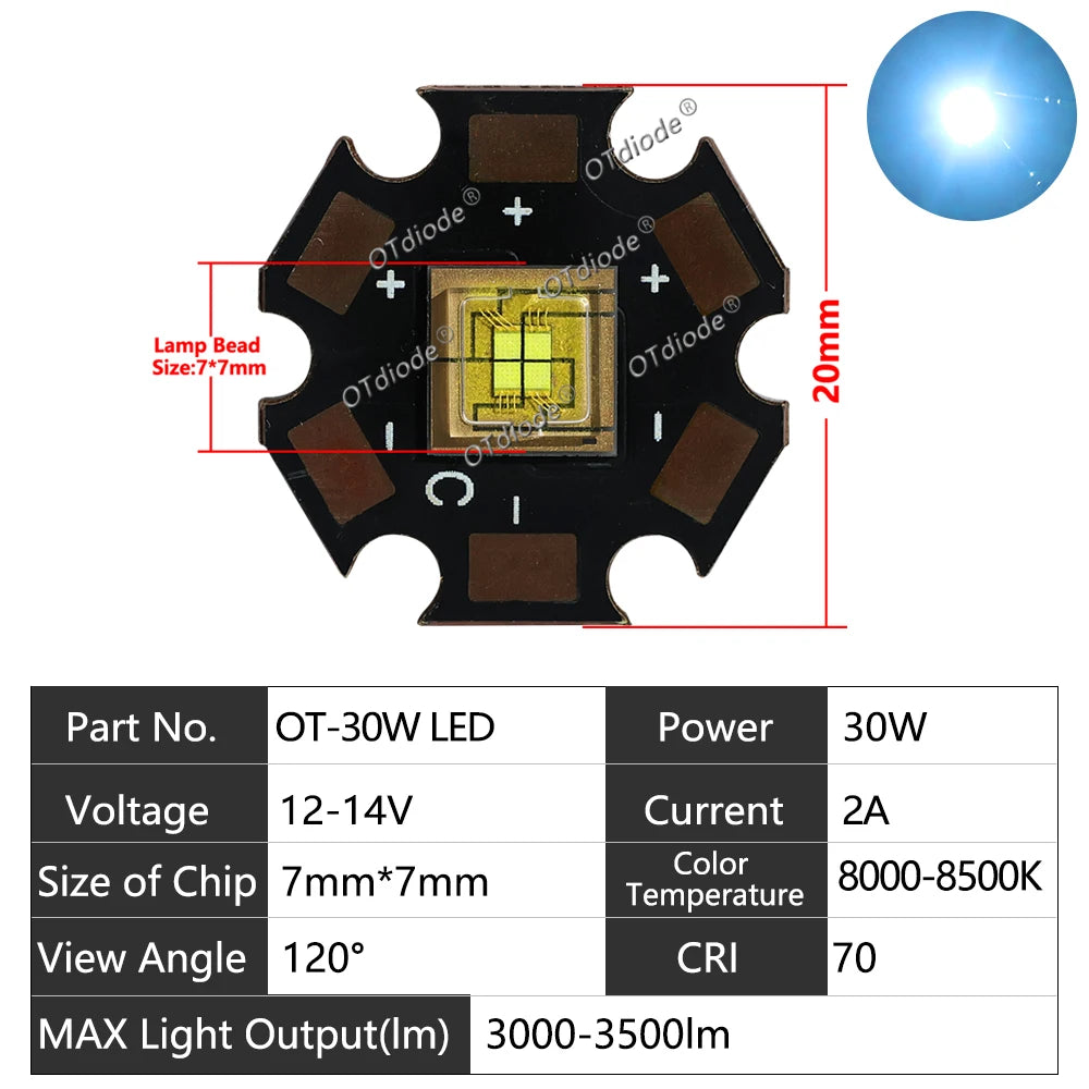 LED Module 20W 30W 40W 50W 60W High Power Stage Light 3V 5V 12V 14V Cold White High Luminous For Moving Head DJ Lamp Projector