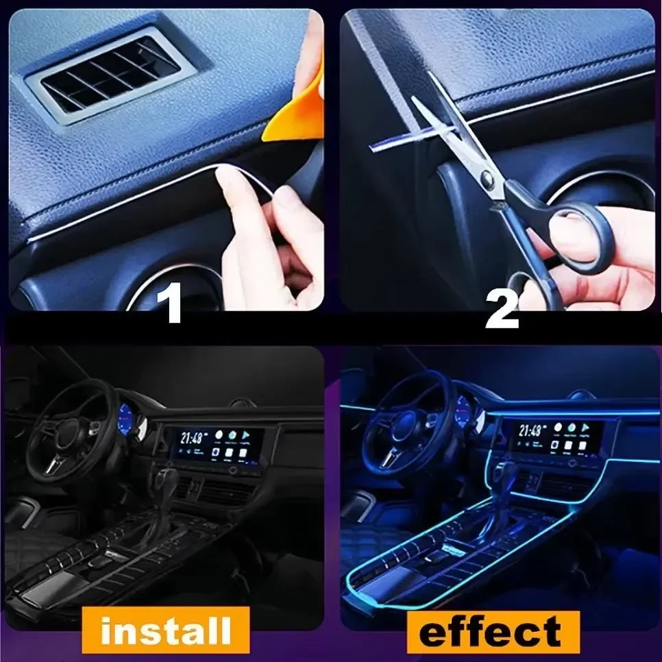 Car Interior Decorative Lamps Strips 1M 2M 3M 5M Atmosphere 