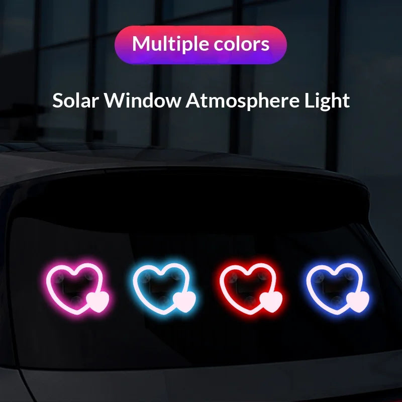 Solar Powered Car Neon Light Wireless Cute Heart Shaped Led 