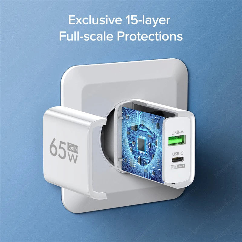 USB C Charger 65W GaN Type C Fast Charging Phone Charger Ada
