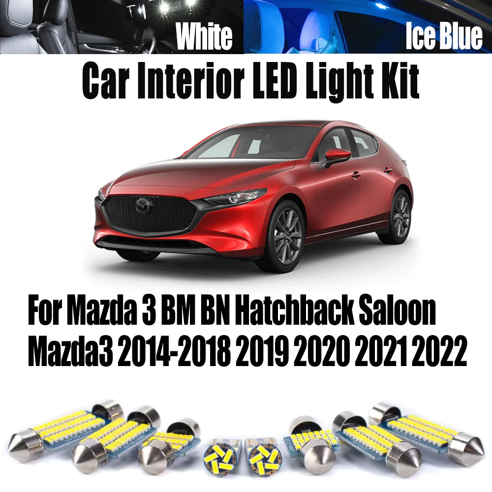 9-Piece LED Interior Light Kit for Mazda 2014-2019 - Canbus Error-Free Interior Bulbs