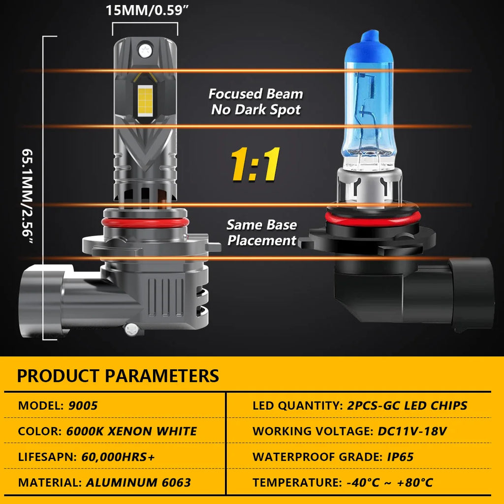 Katur 2x 9005 HB3 Led Car Headlight 100W Bulb Xenon 6000K 20
