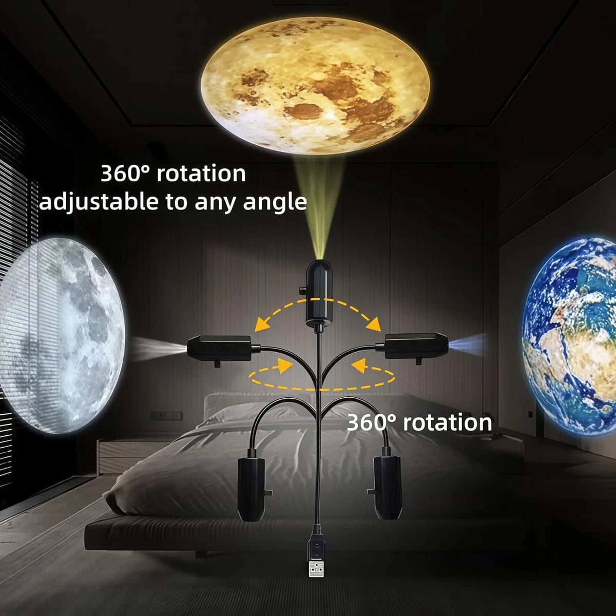Galaxy Planet Projector Night Light USB Plug And Play HD Sta