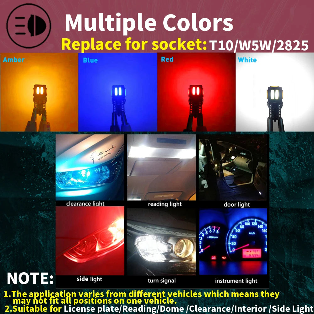 2pcs High Quality Super Bright T10 W5W Car Interior Reading 