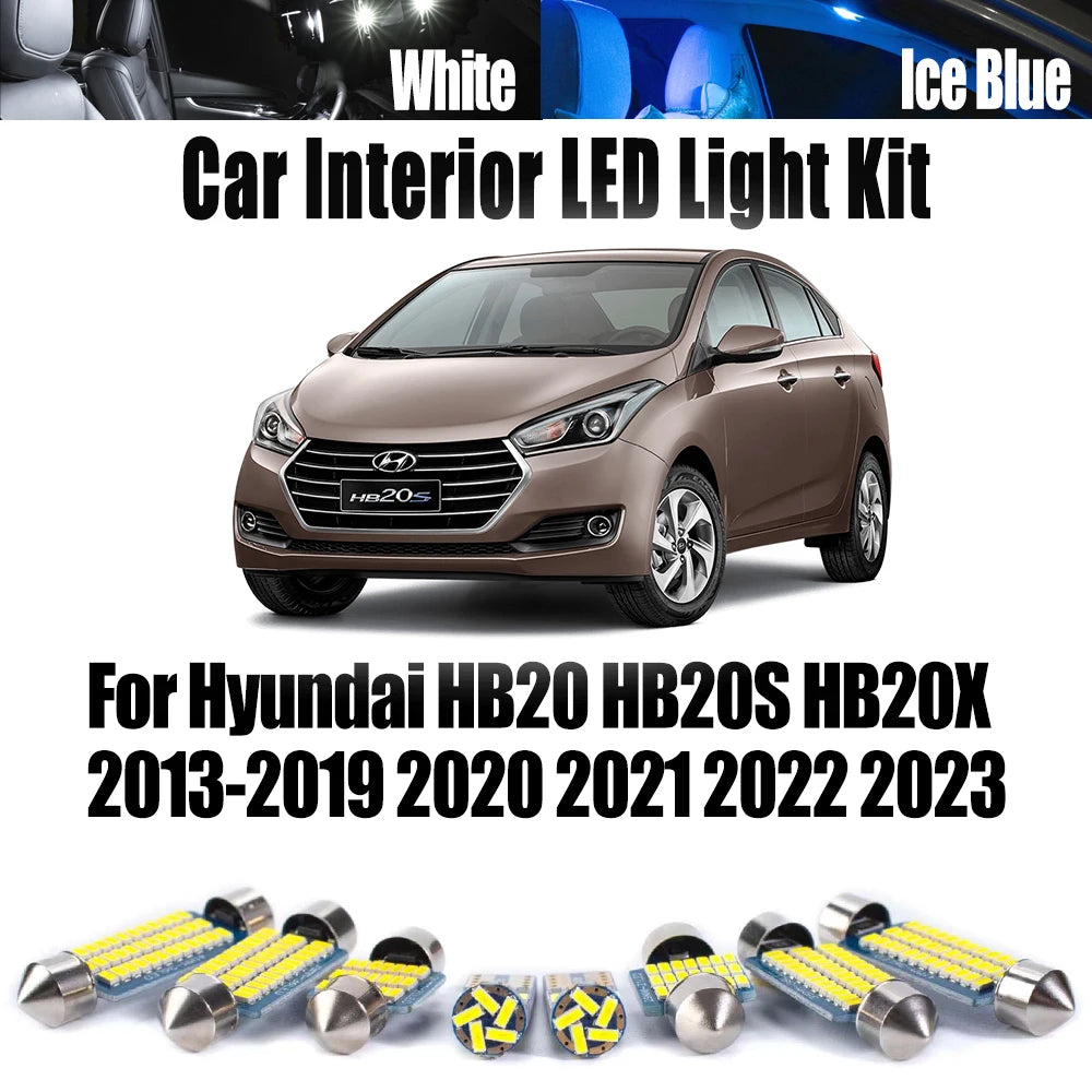 11-Piece LED Interior Light Kit for Hyundai HB20X HB20S HB20 2013-2019 - Canbus Error-Free Interior Bulbs