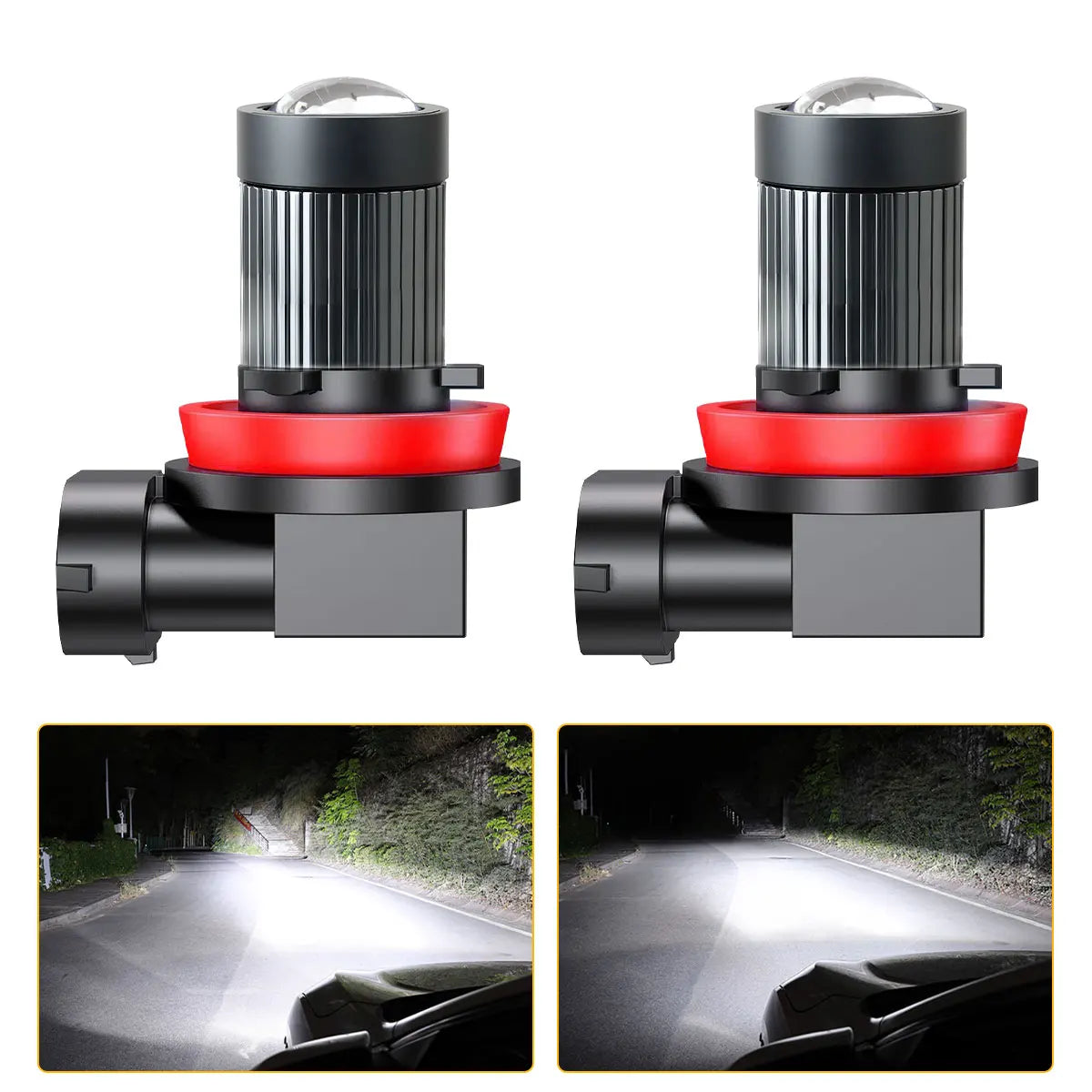 2Pcs New H11 LED H8 H9 Fog Light H7 Lens White Yellow Lemon 